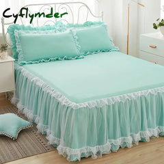 Cyflymder 1pcs Elegant Princess Bed Skirt Non-slip Mattress Cover Ruffled Lace Bed Skirt Bedsheet Protector Bedspread