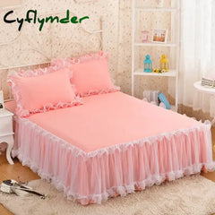 Cyflymder 1pcs Elegant Princess Bed Skirt Non-slip Mattress Cover Ruffled Lace Bed Skirt Bedsheet Protector Bedspread