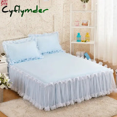 Cyflymder 1pcs Elegant Princess Bed Skirt Non-slip Mattress Cover Ruffled Lace Bed Skirt Bedsheet Protector Bedspread