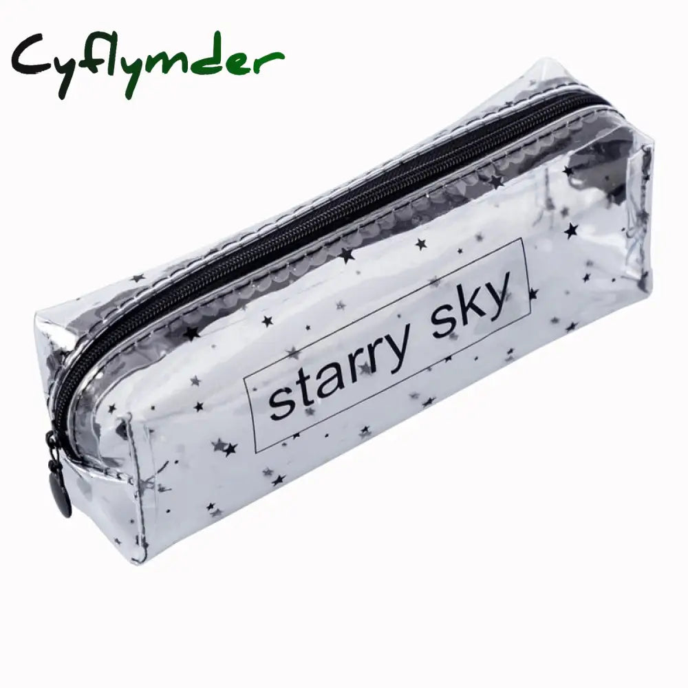 Cyflymder 1Pcs Kawaii Pencil Case Cartoon Transparent Letter Octagonal School Box Pencilcase
