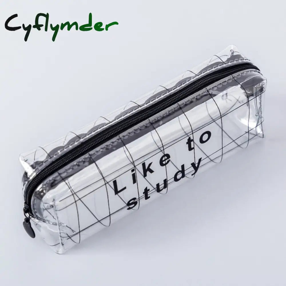Cyflymder 1Pcs Kawaii Pencil Case Cartoon Transparent Letter Octagonal School Box Pencilcase