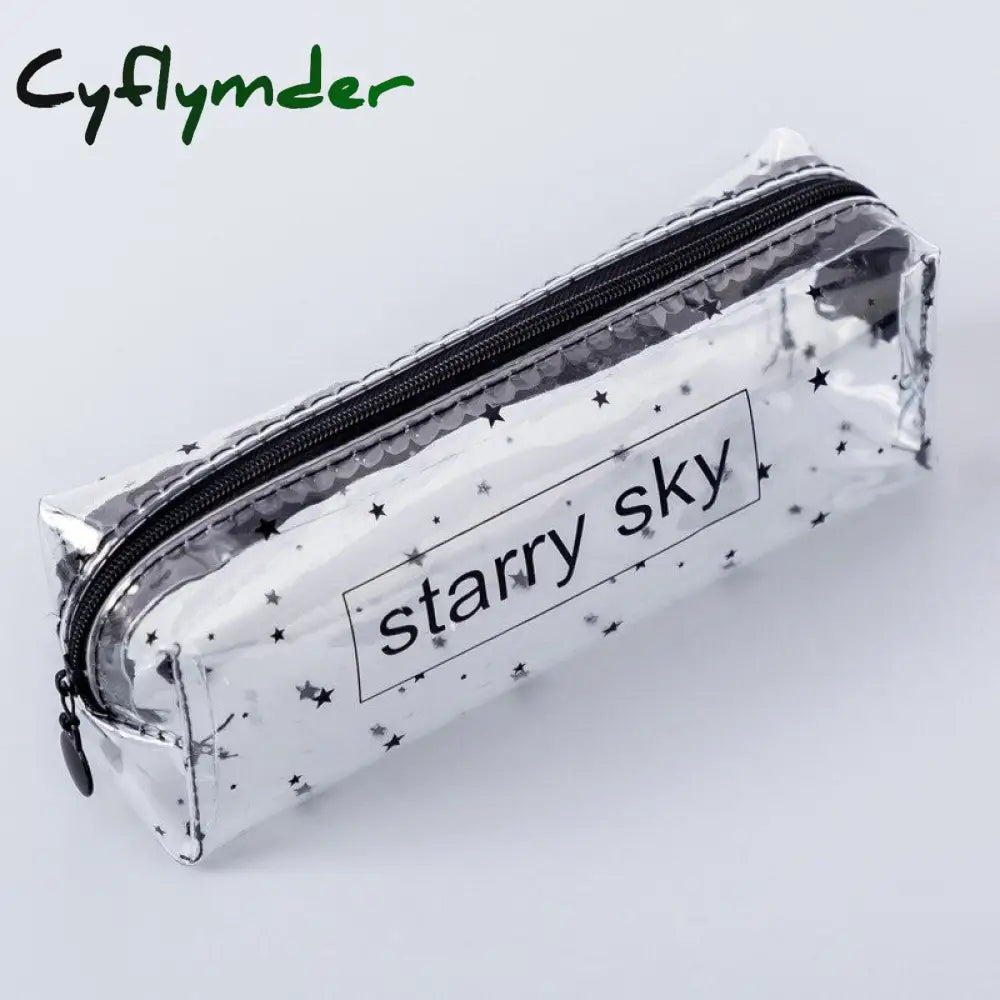 Cyflymder 1Pcs Kawaii Pencil Case Cartoon Transparent Letter Octagonal School Box Pencilcase