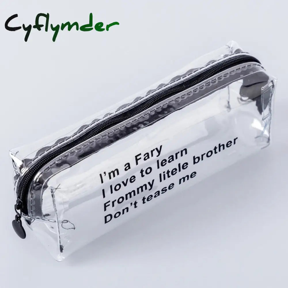Cyflymder 1Pcs Kawaii Pencil Case Cartoon Transparent Letter Octagonal School Box Pencilcase