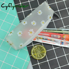 Cyflymder 1Pcs Kawaii Transparent Pencil Case Daisy Gift Estuches School Box Pencilcase Bag