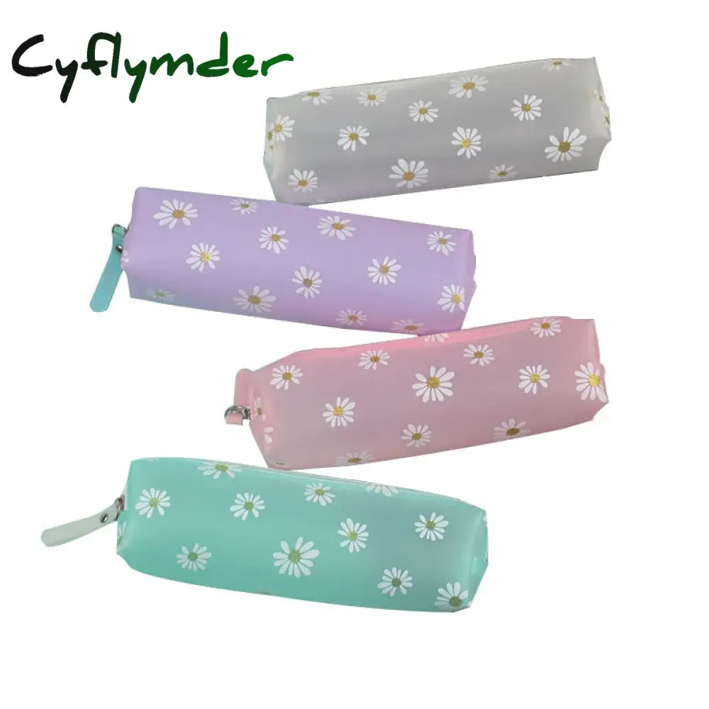 Cyflymder 1Pcs Kawaii Transparent Pencil Case Daisy Gift Estuches School Box Pencilcase Bag