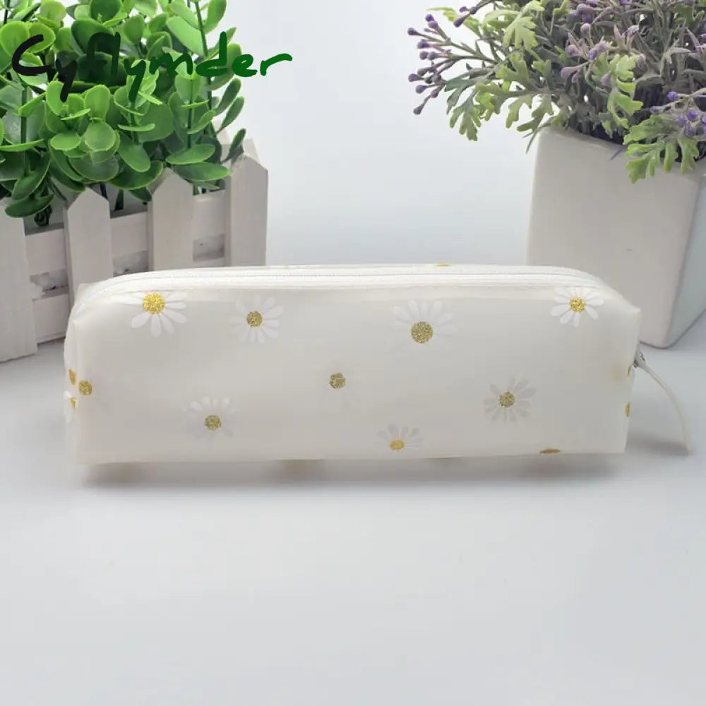 Cyflymder 1Pcs Kawaii Transparent Pencil Case Daisy Gift Estuches School Box Pencilcase Bag