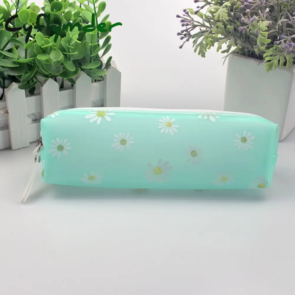 Cyflymder 1Pcs Kawaii Transparent Pencil Case Daisy Gift Estuches School Box Pencilcase Bag