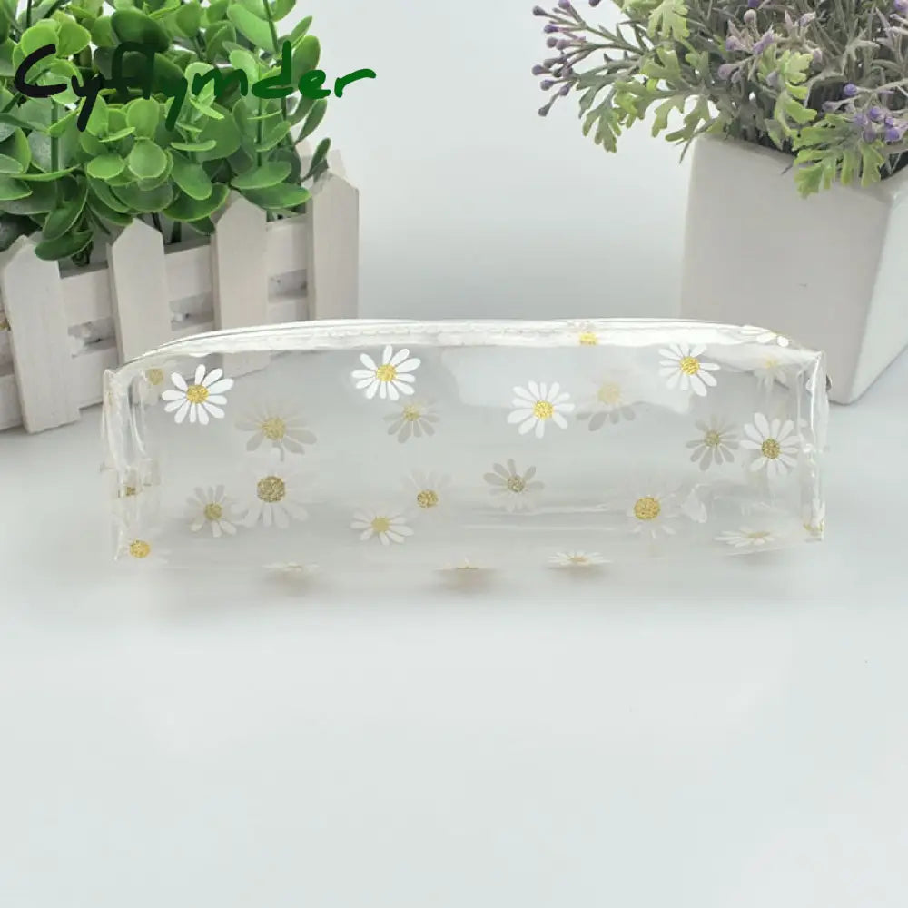 Cyflymder 1Pcs Kawaii Transparent Pencil Case Daisy Gift Estuches School Box Pencilcase Bag