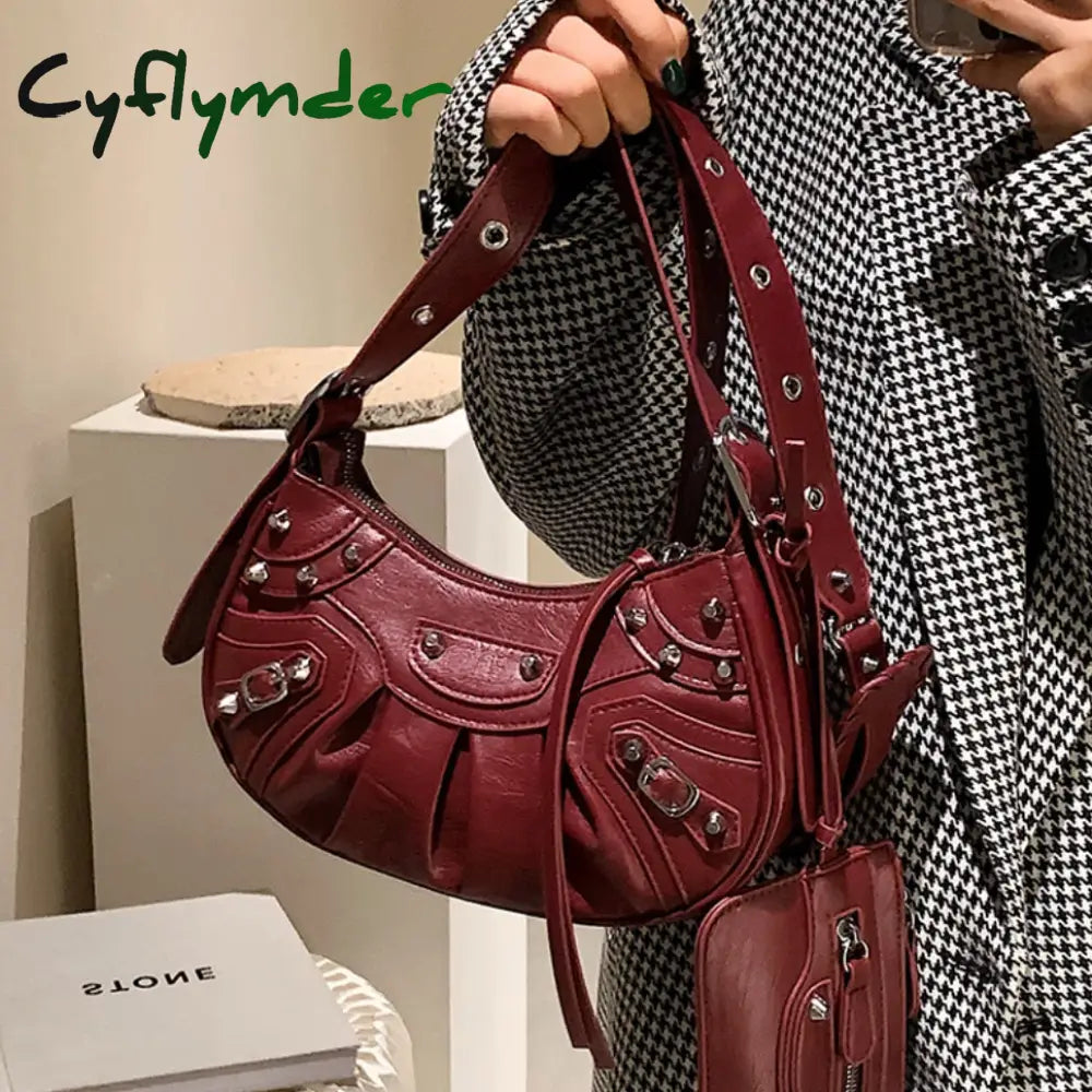 Cyflymder 2 Bag Half Moon Armpit Bag Winter New High-Quality Pu Leather Women’s Designer Handbag