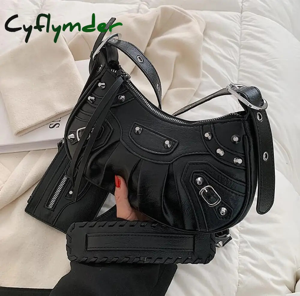 Cyflymder 2 Bag Half Moon Armpit Bag Winter New High-Quality Pu Leather Women’s Designer Handbag