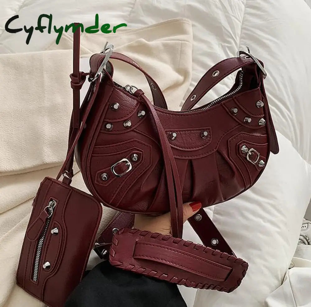 Cyflymder 2 Bag Half Moon Armpit Bag Winter New High-Quality Pu Leather Women’s Designer Handbag