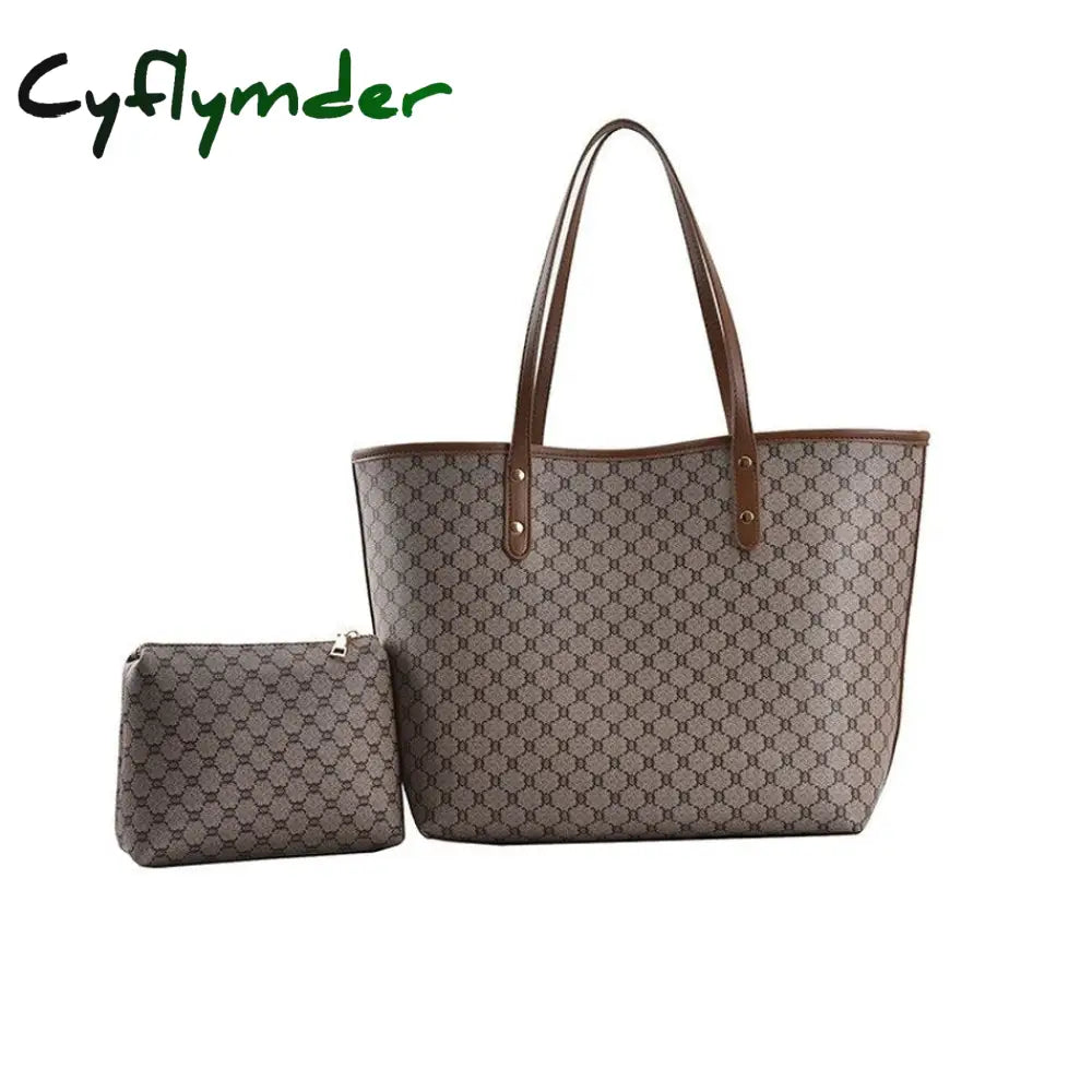 Cyflymder 2 Pcs/Set Women Bag Luxury Designer High Capacity Tote Handbag Trend Brand Striped