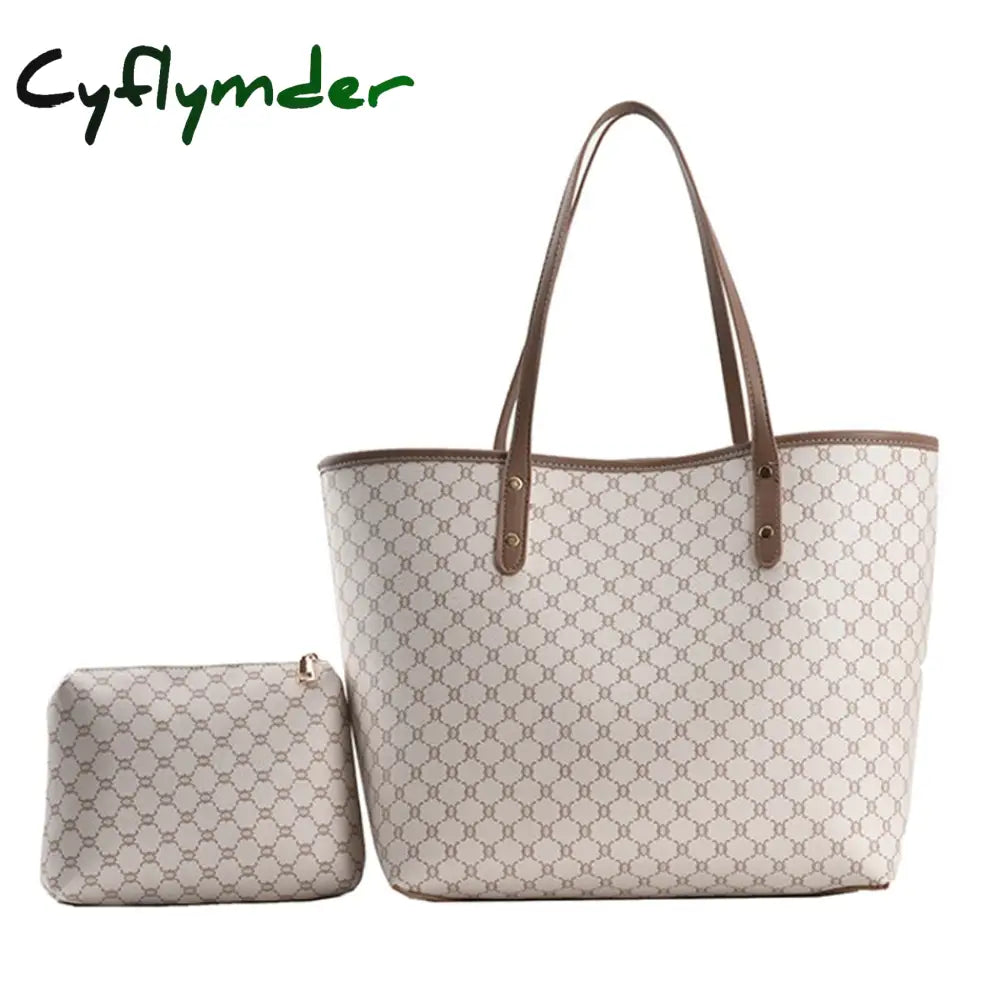 Cyflymder 2 Pcs/Set Women Bag Luxury Designer High Capacity Tote Handbag Trend Brand Striped