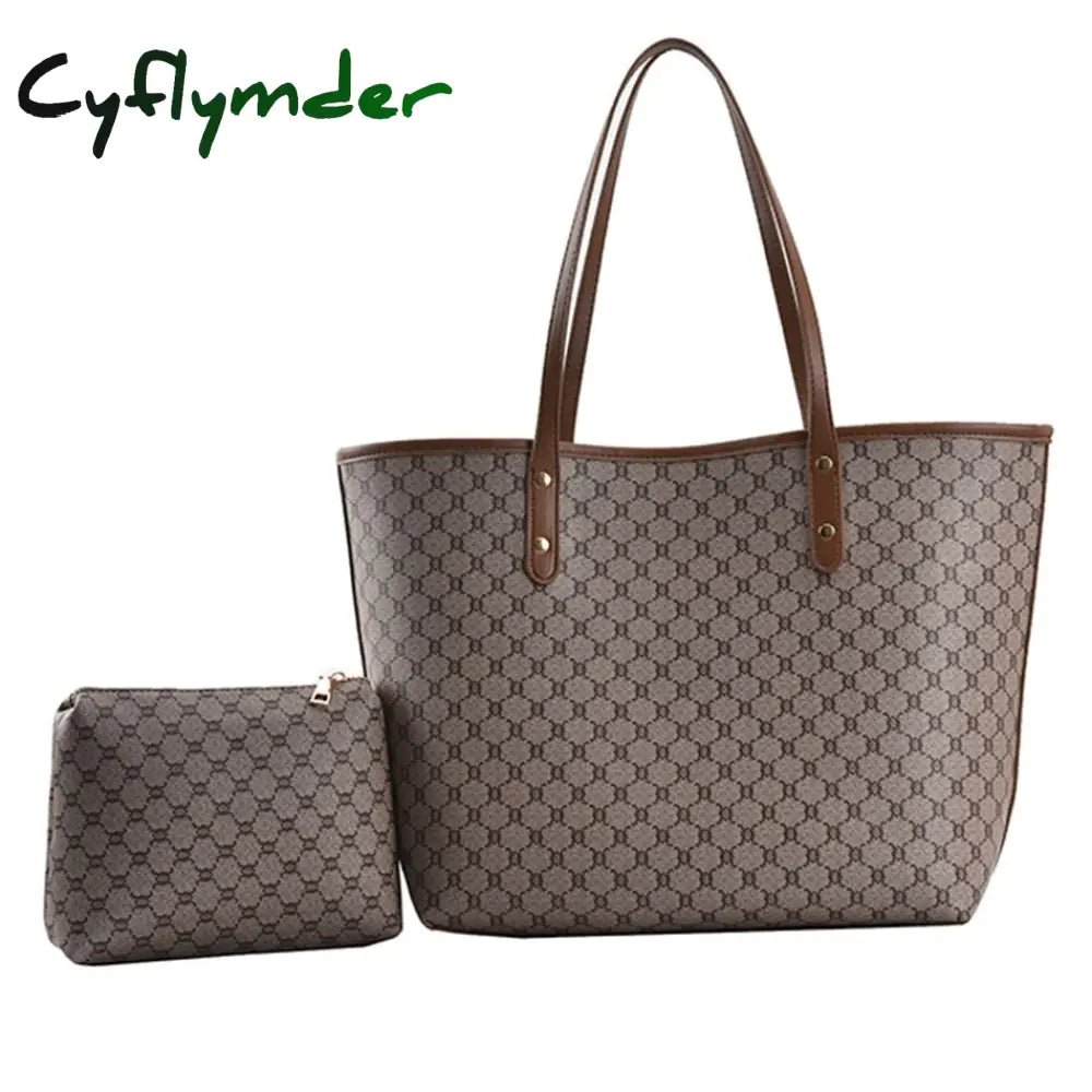 Cyflymder 2 Pcs/Set Women Bag Luxury Designer High Capacity Tote Handbag Trend Brand Striped