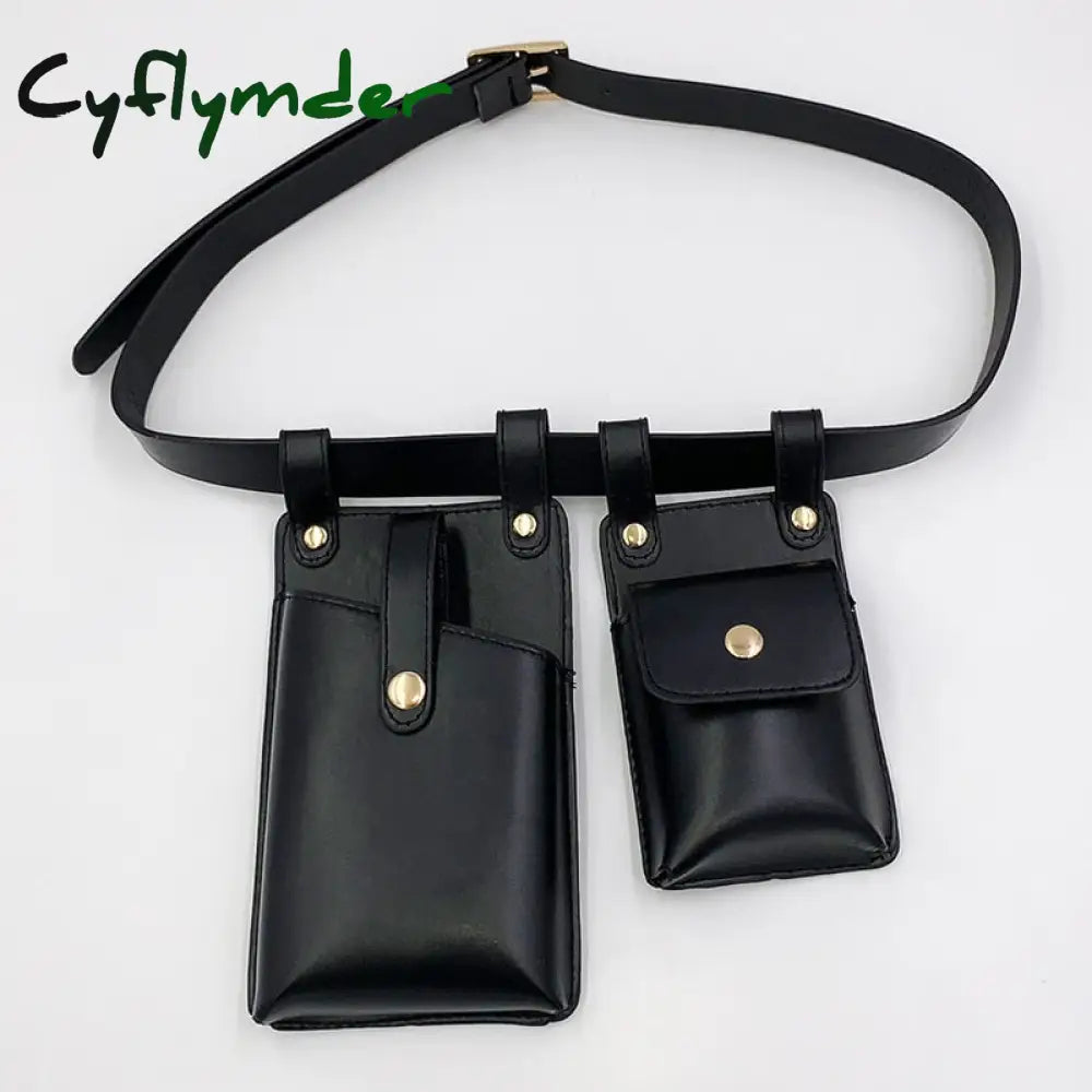 Cyflymder 2 Pcs Women Waist Bag Hip Hop Leather Belt Bags Tactical Crossbody Chest Female Fanny