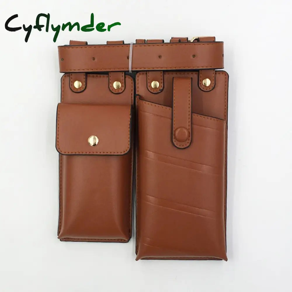 Cyflymder 2 Pcs Women Waist Bag Hip Hop Leather Belt Bags Tactical Crossbody Chest Female Fanny