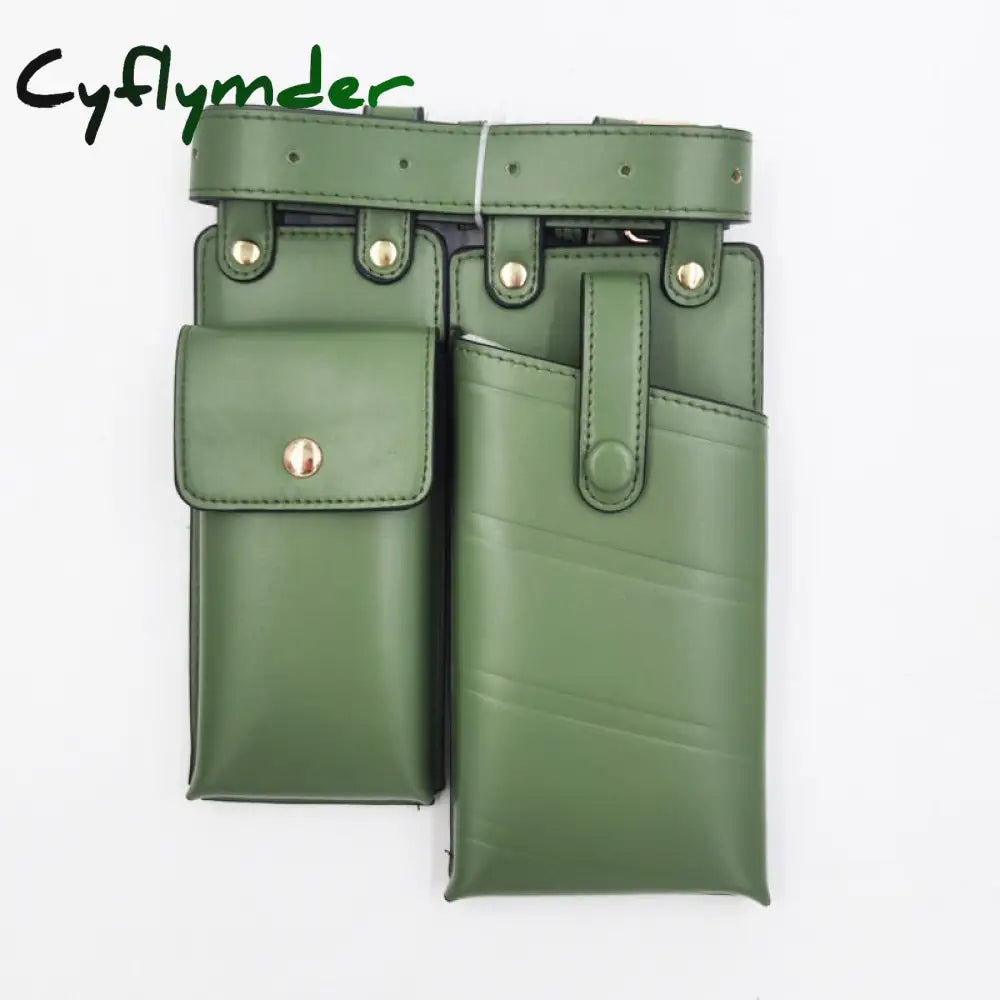 Cyflymder 2 Pcs Women Waist Bag Hip Hop Leather Belt Bags Tactical Crossbody Chest Female Fanny