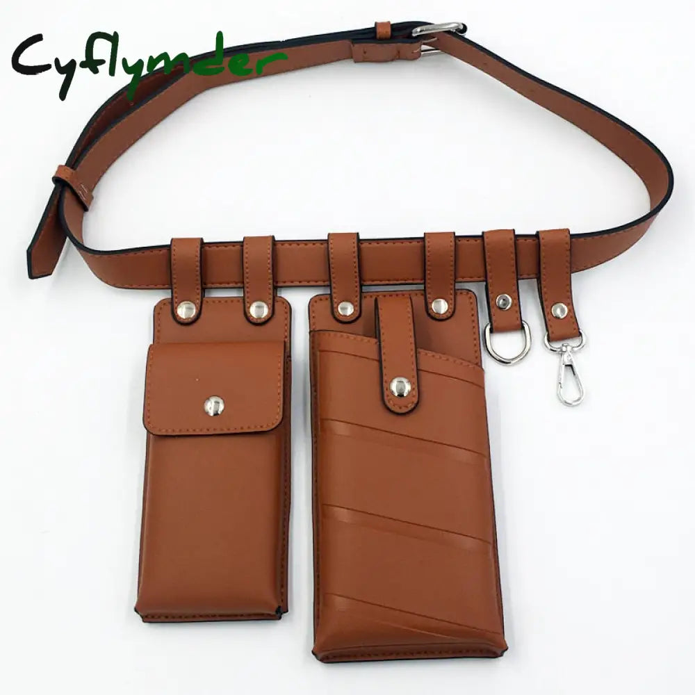 Cyflymder 2 Pcs Women Waist Bag Hip Hop Leather Belt Bags Tactical Crossbody Chest Female Fanny