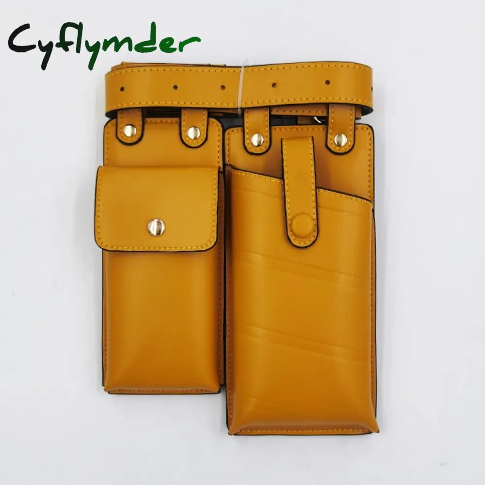 Cyflymder 2 Pcs Women Waist Bag Hip Hop Leather Belt Bags Tactical Crossbody Chest Female Fanny