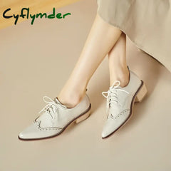 Cyflymder 2024 Women’s European And American New Spring Autumn Pointed Leather Lace Up Middle