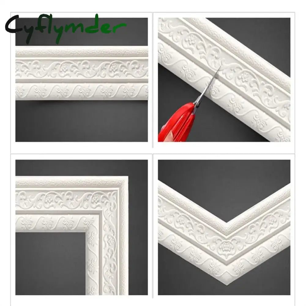 Cyflymder 230cmX8cm Self Adhesive 3D Wall Sticker Waist Line Skirting Line Three-Dimensional Foam Edge Border