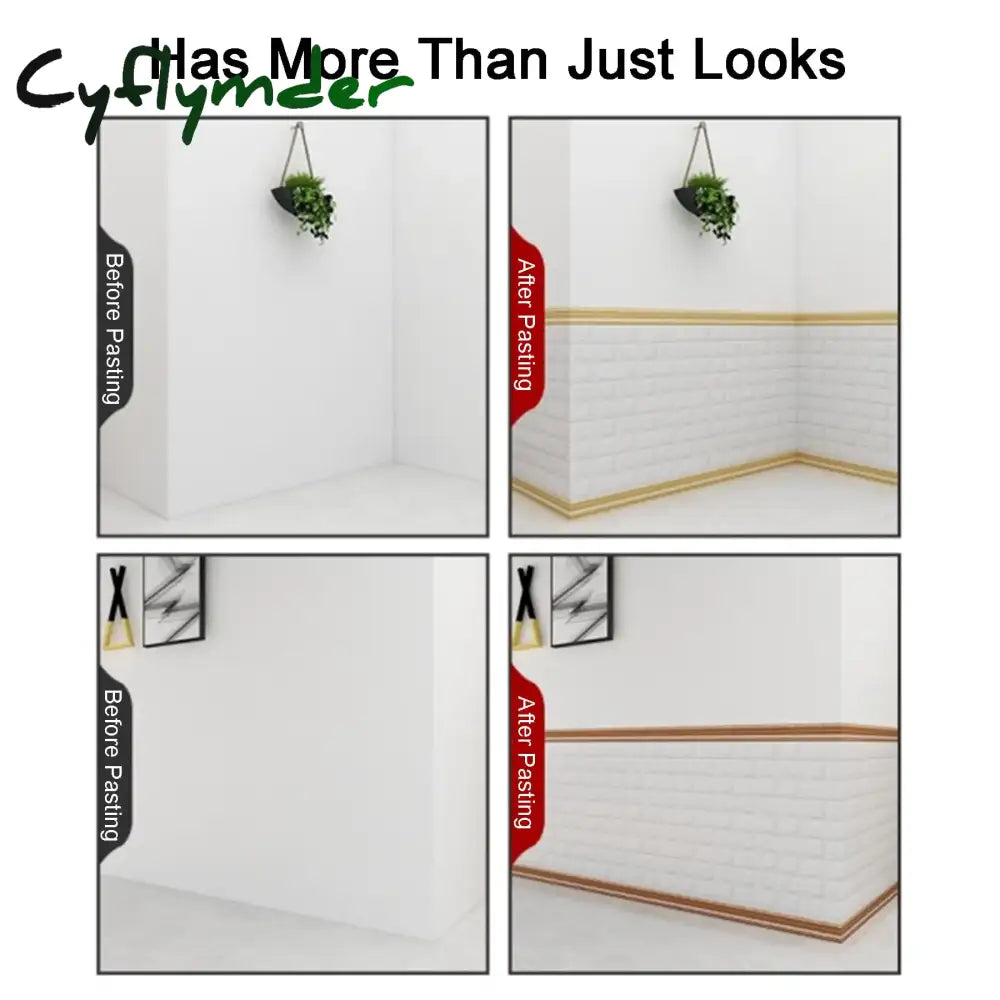 Cyflymder 230cmX8cm Self Adhesive 3D Wall Sticker Waist Line Skirting Line Three-Dimensional Foam Edge Border