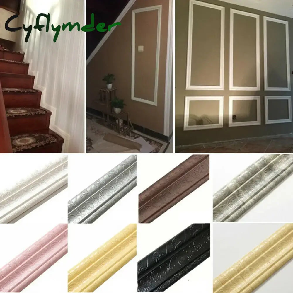 Cyflymder 230cmX8cm Self Adhesive 3D Wall Sticker Waist Line Skirting Line Three-Dimensional Foam Edge Border