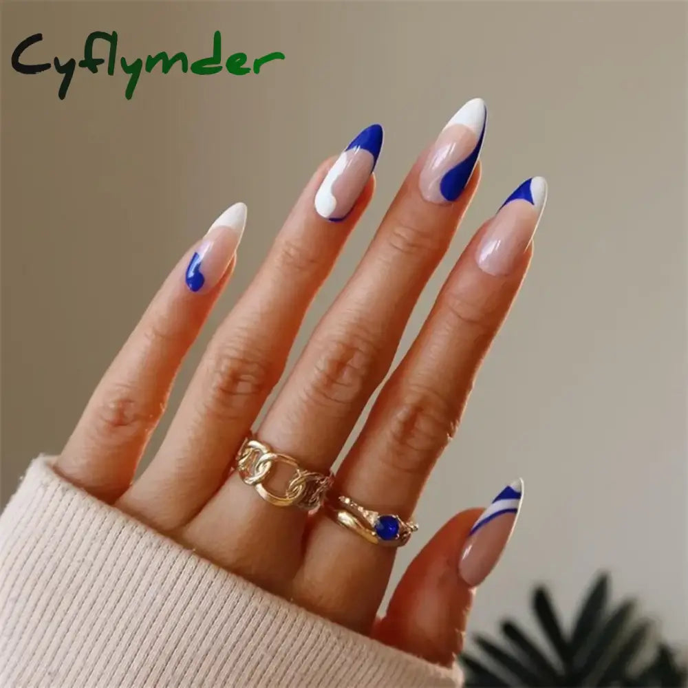 Cyflymder 24P Artificial Acrylic Nail Art Fake Nails Red Love False Full Coverage Long Ballet