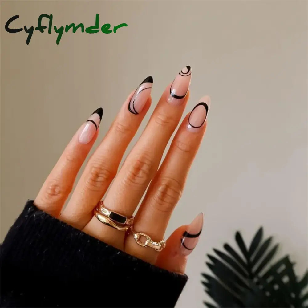 Cyflymder 24P Artificial Acrylic Nail Art Fake Nails Red Love False Full Coverage Long Ballet