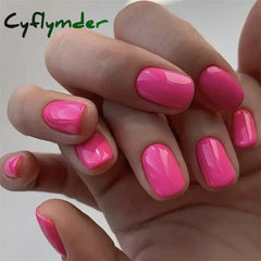 Cyflymder 24pcs Artificial Nail Art Fake Nails Full Coverage Removable Ballet Short Press On Nails tips Chips