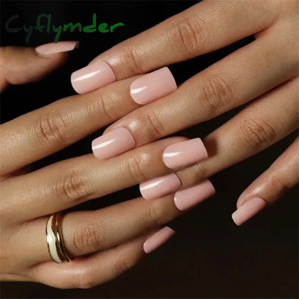 Cyflymder 24pcs Artificial Nail Art Fake Nails Full Coverage Removable Ballet Short Press On Nails tips Chips