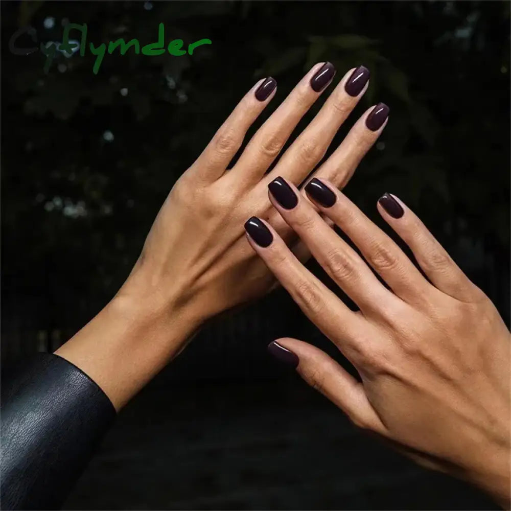 Cyflymder 24pcs Artificial Nail Art Fake Nails Full Coverage Removable Ballet Short Press On Nails tips Chips