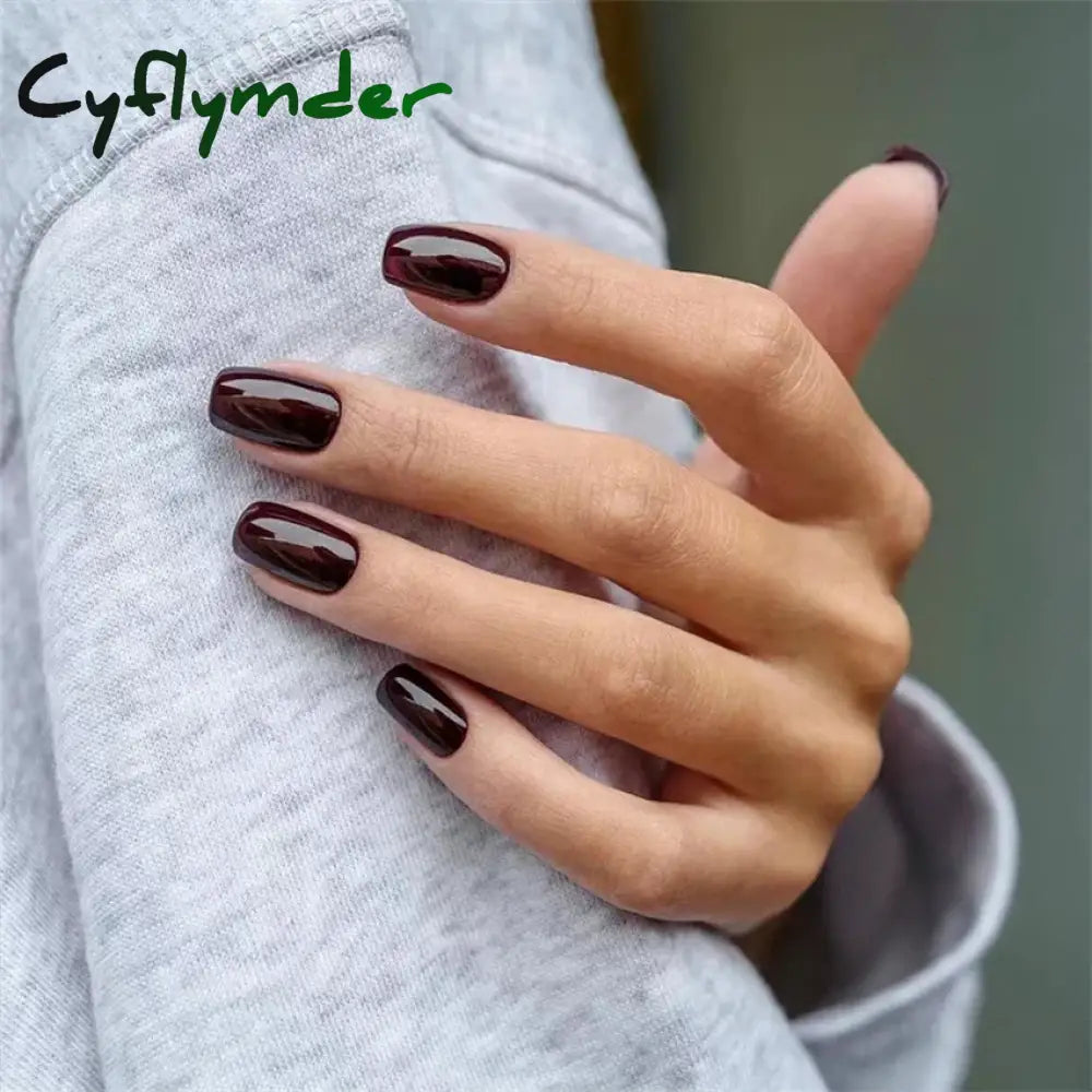 Cyflymder 24pcs Artificial Nail Art Fake Nails Full Coverage Removable Ballet Short Press On Nails tips Chips