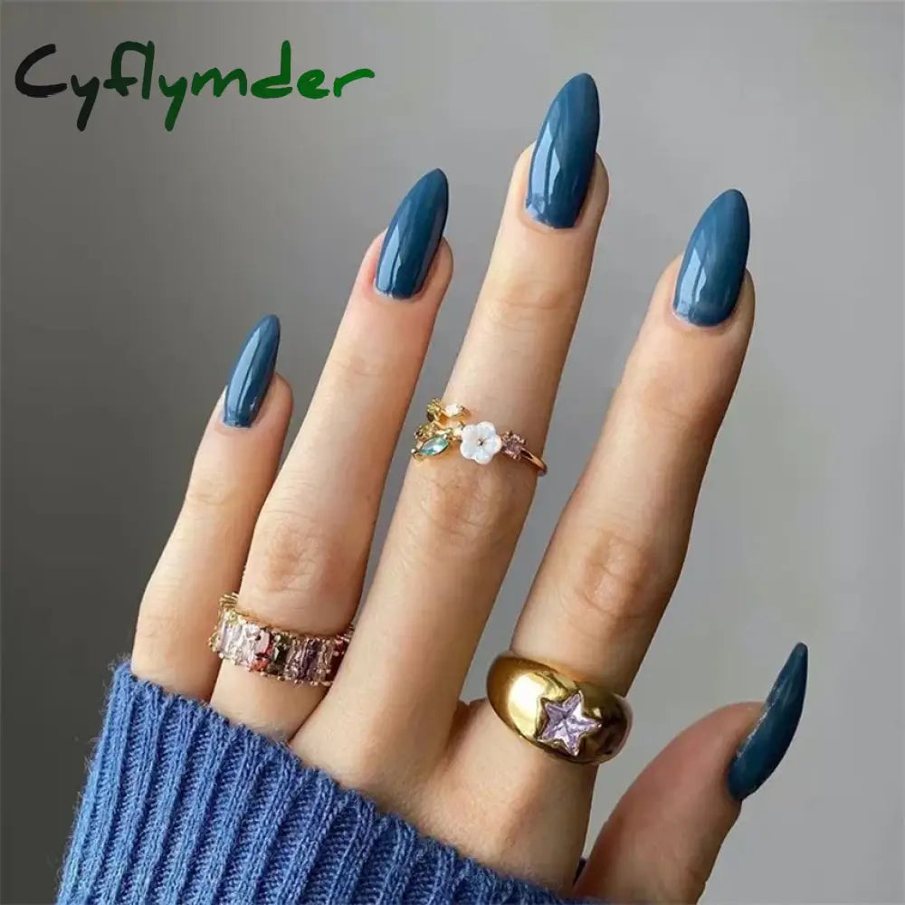 Cyflymder 24pcs Artificial Nail Art Fake Nails Full Coverage Removable Ballet Short Press On Nails tips Chips