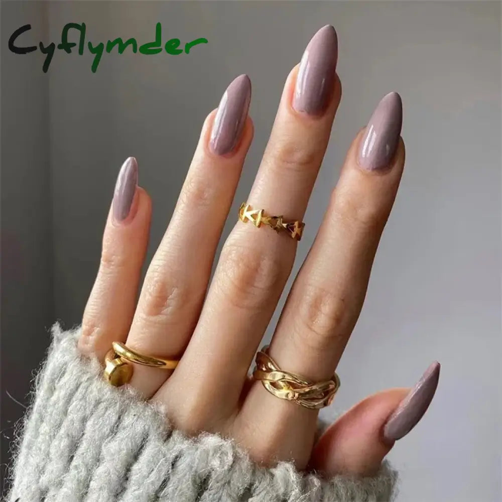 Cyflymder 24pcs Artificial Nail Art Fake Nails Full Coverage Removable Ballet Short Press On Nails tips Chips