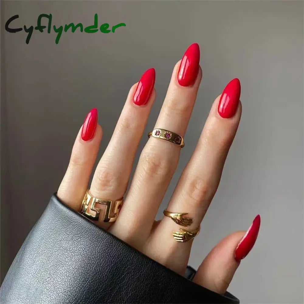 Cyflymder 24pcs Artificial Nail Art Fake Nails Full Coverage Removable Ballet Short Press On Nails tips Chips