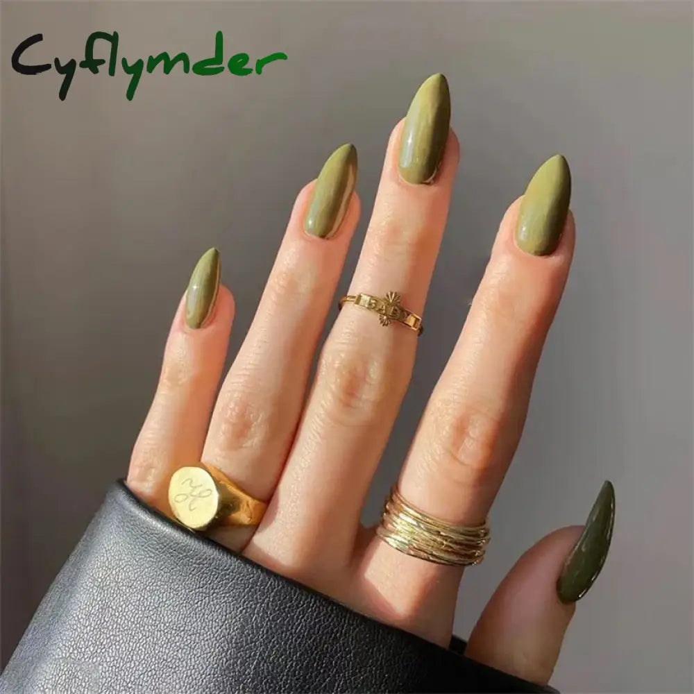 Cyflymder 24pcs Artificial Nail Art Fake Nails Full Coverage Removable Ballet Short Press On Nails tips Chips