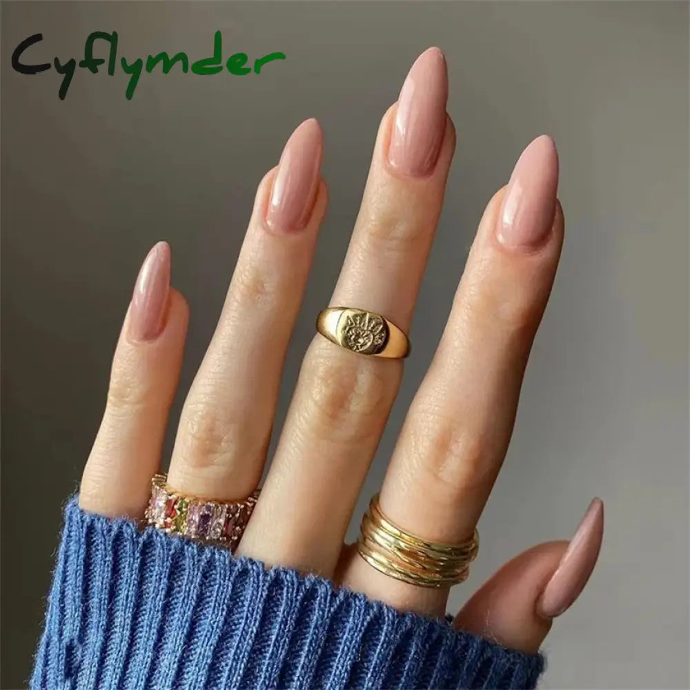 Cyflymder 24pcs Artificial Nail Art Fake Nails Full Coverage Removable Ballet Short Press On Nails tips Chips