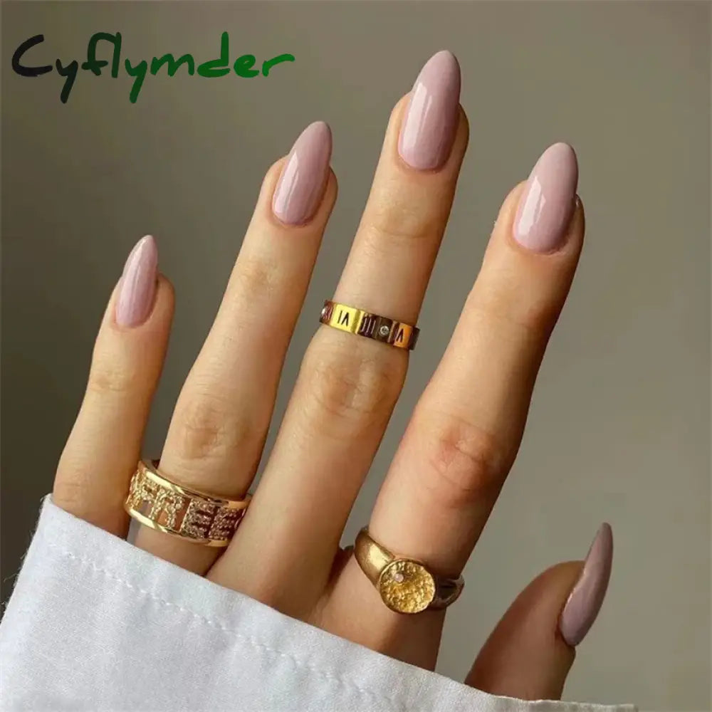 Cyflymder 24pcs Artificial Nail Art Fake Nails Full Coverage Removable Ballet Short Press On Nails tips Chips