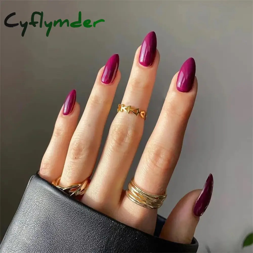 Cyflymder 24pcs Artificial Nail Art Fake Nails Full Coverage Removable Ballet Short Press On Nails tips Chips