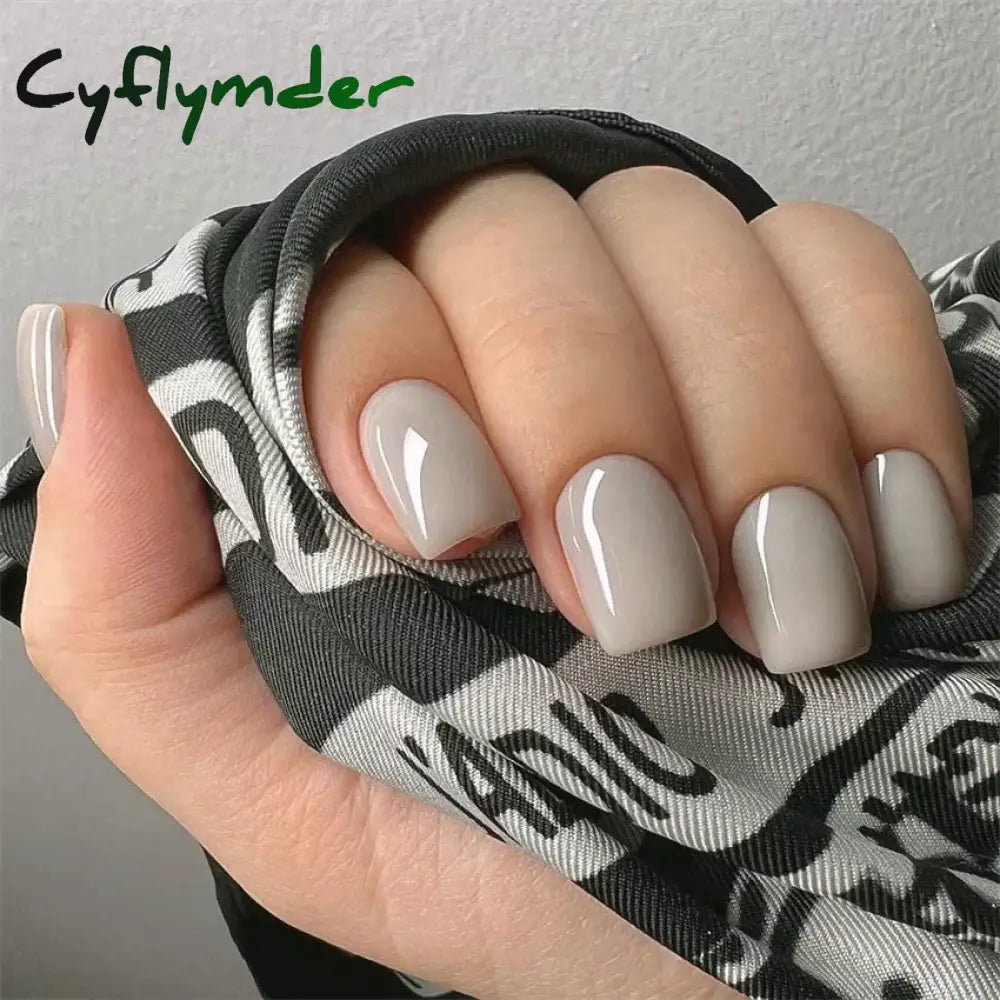 Cyflymder 24pcs Artificial Nail Art Fake Nails Full Coverage Removable Ballet Short Press On Nails tips Chips