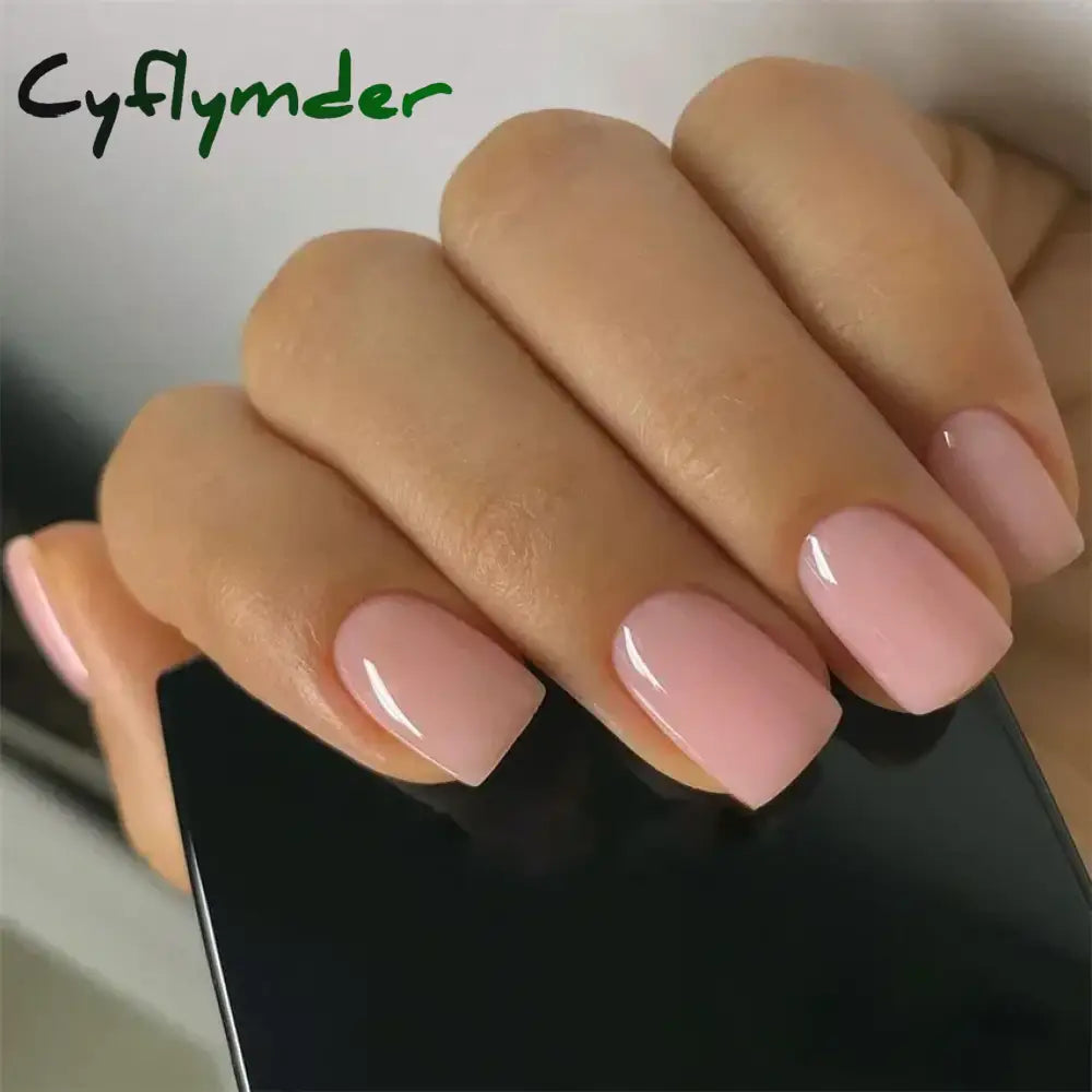 Cyflymder 24pcs Artificial Nail Art Fake Nails Full Coverage Removable Ballet Short Press On Nails tips Chips