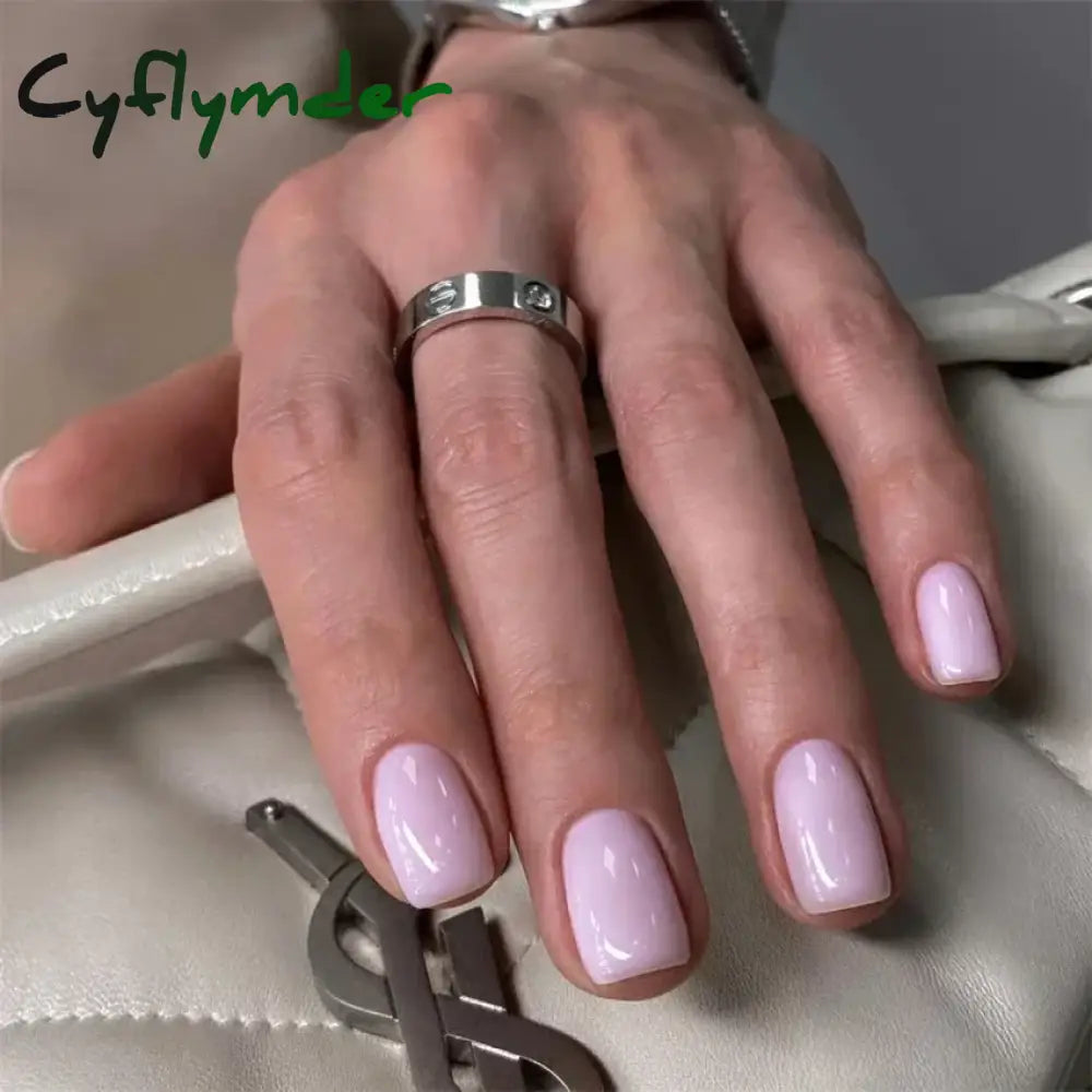 Cyflymder 24pcs Artificial Nail Art Fake Nails Full Coverage Removable Ballet Short Press On Nails tips Chips