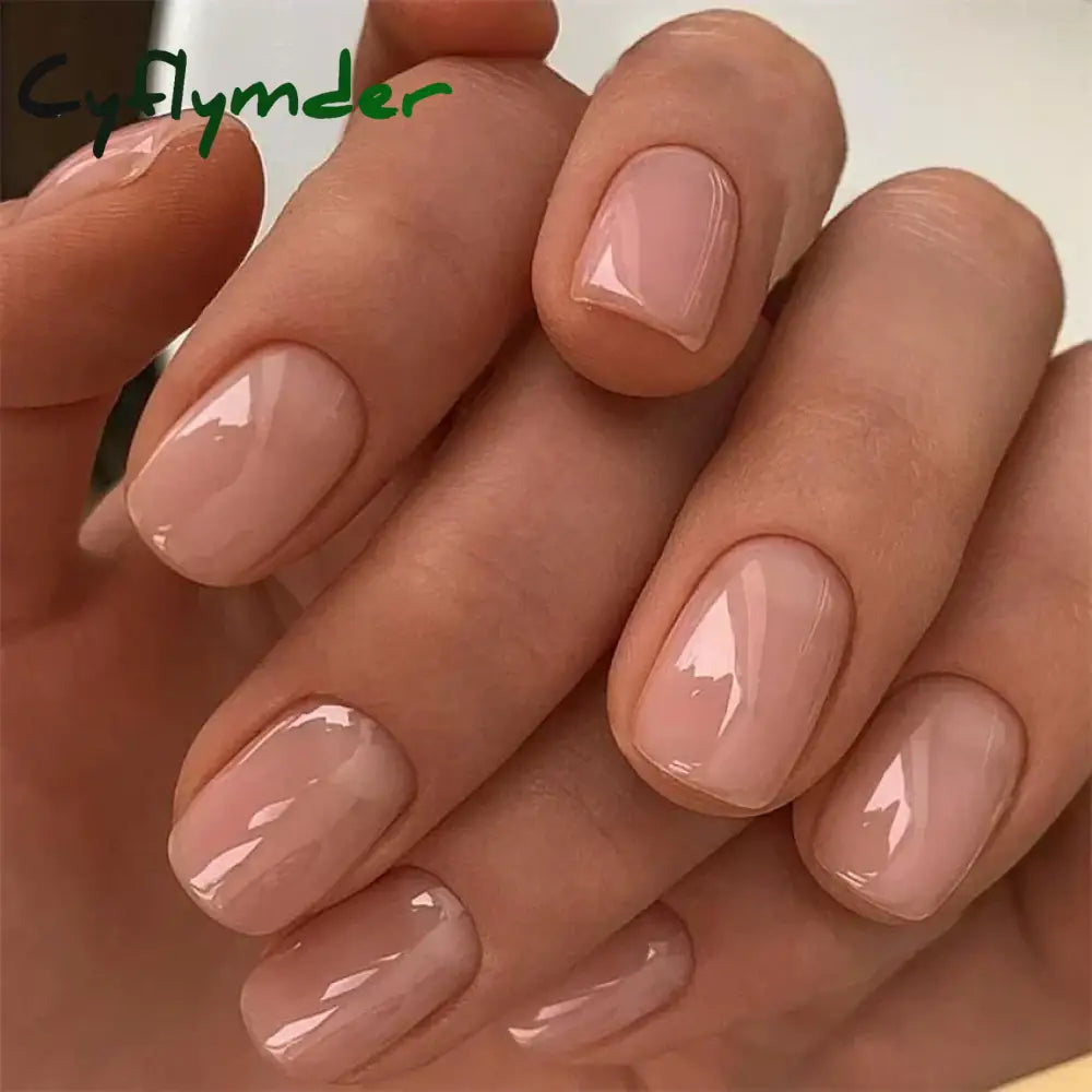 Cyflymder 24pcs Artificial Nail Art Fake Nails Full Coverage Removable Ballet Short Press On Nails tips Chips