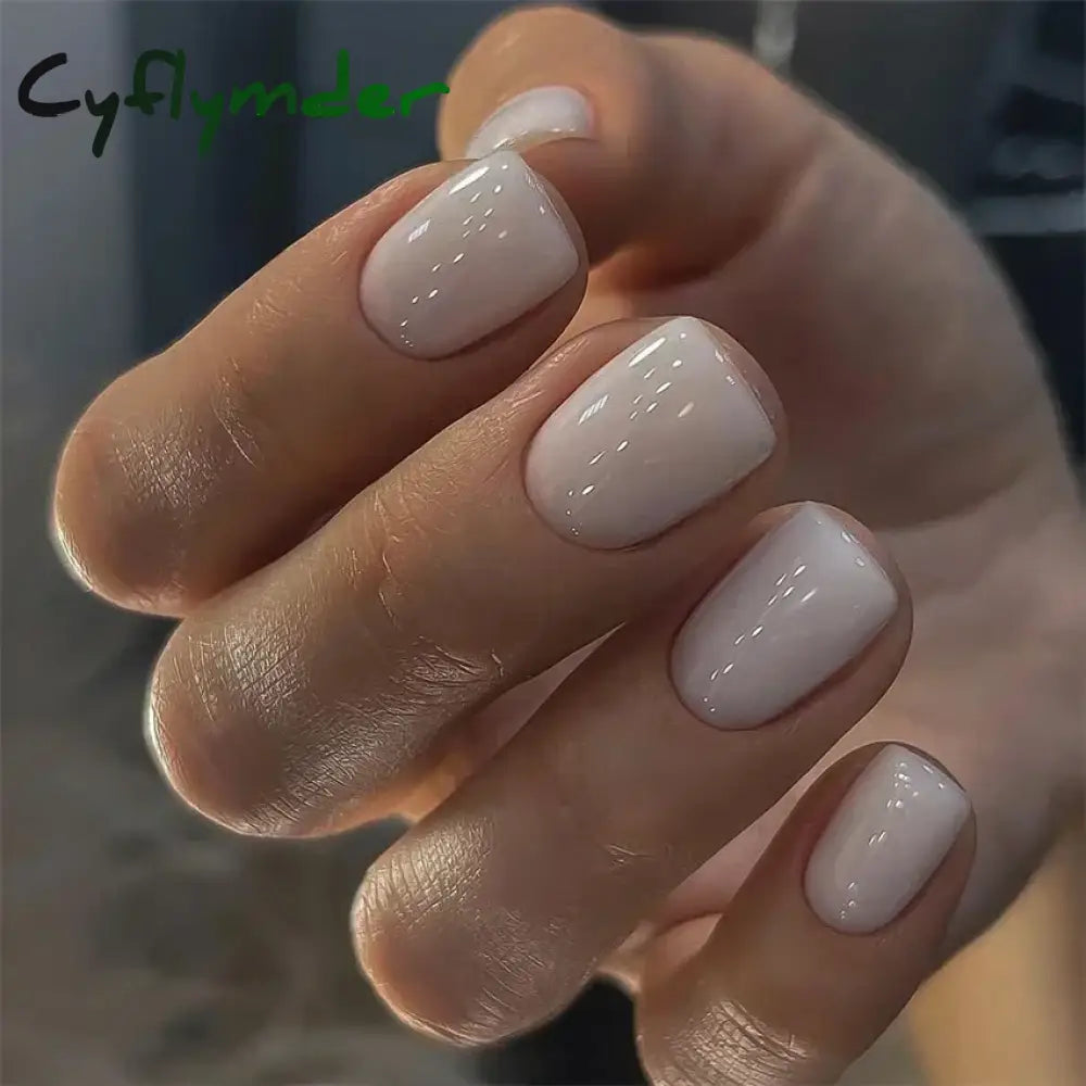 Cyflymder 24pcs Artificial Nail Art Fake Nails Full Coverage Removable Ballet Short Press On Nails tips Chips