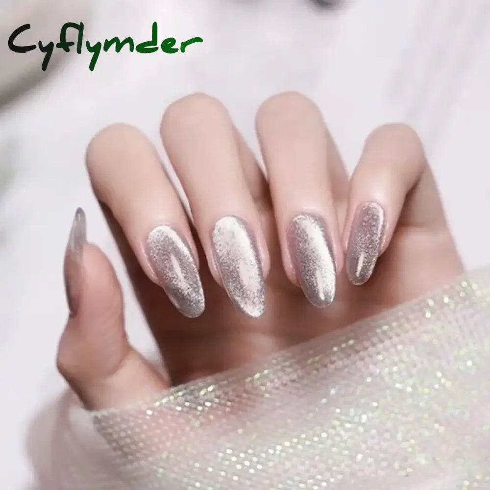 Cyflymder 24pcs/box Cat Eye Phototherapy Nail Patch Wearable Fake Nail Short False Nail Wedding For Winter Autumn