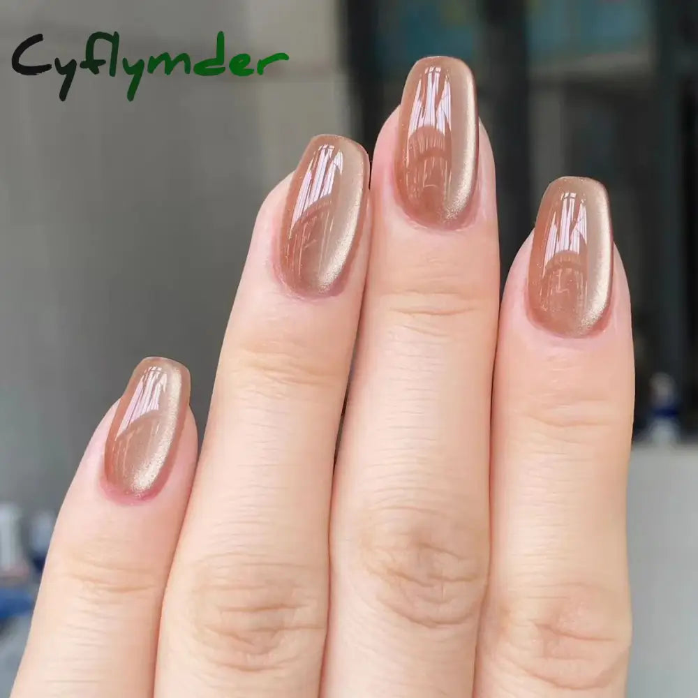 Cyflymder 24pcs/box Cat Eye Phototherapy Nail Patch Wearable Fake Nail Short False Nail Wedding For Winter Autumn