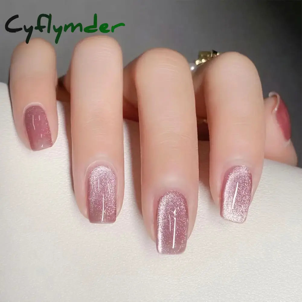 Cyflymder 24pcs/box Cat Eye Phototherapy Nail Patch Wearable Fake Nail Short False Nail Wedding For Winter Autumn