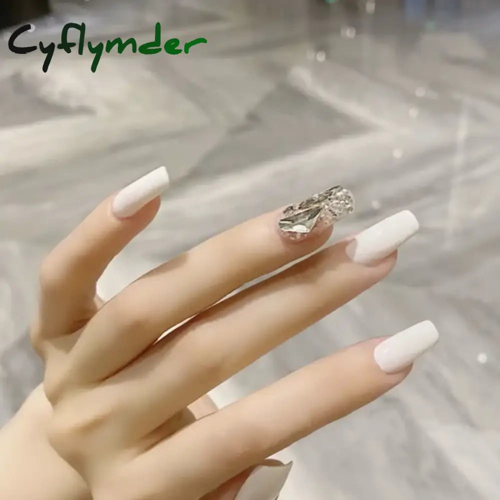 Cyflymder 24Pcs/Box Gradient Color Artifical Press On Nails With Glue Long Coffin Fake Nails Lovely Girls Nail Art