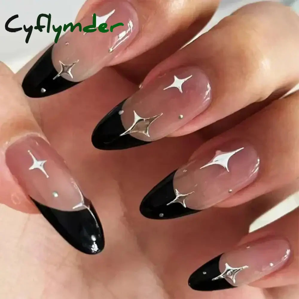 Cyflymder 24pcs/Box Long Coffin False Nails Art Rose with Glue Wearable Nude Pink White Color Jelly Nails Tips Full